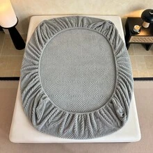 1pc Jacquard Fitted Sheet (Pillowcase Not Included), Multiple Colors Available, Soft & Warm Mattress Protector, All-Around Elastic Design, Comfortable & Durable Home Textile, Bedroom Bedding, Suitable For All Seasons, Great Gift - Light Grey - View 5
