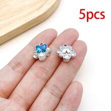 5/20pcs Silvery Plated Blue Rhinestone Charms Dolphin Shell Star Heart Butterfly Owl Pendant For DIY Bracelet Necklace Earring Jewelry Making Findings - Blue - View 22