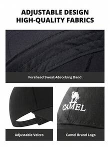 CAMEL CROWN Outdoor Baseball Cap, Lightweight Comfortable Casual Wide Brim Sun Hat, Sports Baseball Cap - Black - View 6