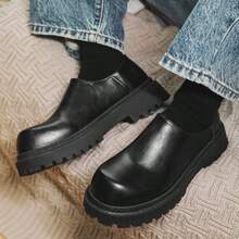 Sepatu Derby Vintage Pria dengan Tampilan Usang, Sepatu Loafer Kasual Bisnis Terbaru untuk Musim Semi, Sepatu Jas Penambah Tinggi Badan yang Tak Terlihat, Sepatu Formal yang Nyaman, Bernapas, Lembut, dan Serbaguna untuk Semua Acara - Hitam - View 8