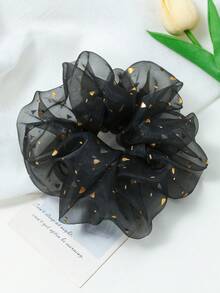 2件特大號純色彈性網紗亮片髮圈，漸層色彈性髮帶，優雅極簡風 - 彩色 - 查看 4