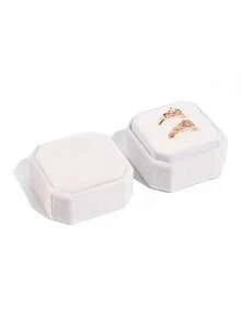 1pc Octagonal Velvet Ring Box, 2/3 Slots, Triple/Double Slot Ring Box, Wedding Ring Box, Wedding Ceremony Ring Box, Proposal Ring Box, Engagement Ring Box, Back To School Ring Box - Multicolor - View 14