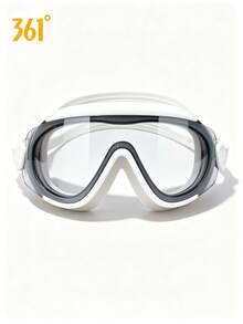 361degree 1pc 361° Large Frame Wide View HD Anti-Fog Waterproof Leakproof Swim Goggles For Women Men Adult, With Portable Storage Case, Pool Beach Swimming Gear - Silver Moon White - View 8