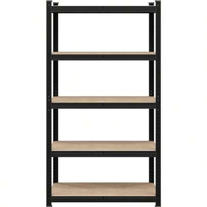 71″ Height Metal Storage Rack With Adjustable Shelves, Black