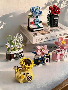 DIY Flower Camera Micro Particle Building Blocks Toy, Creative Desktop Decor Assembly Blocks, Holiday Gift For Adults And Children, Suitable For Kids 6 Years Old And Above - Flower Camera - View 3