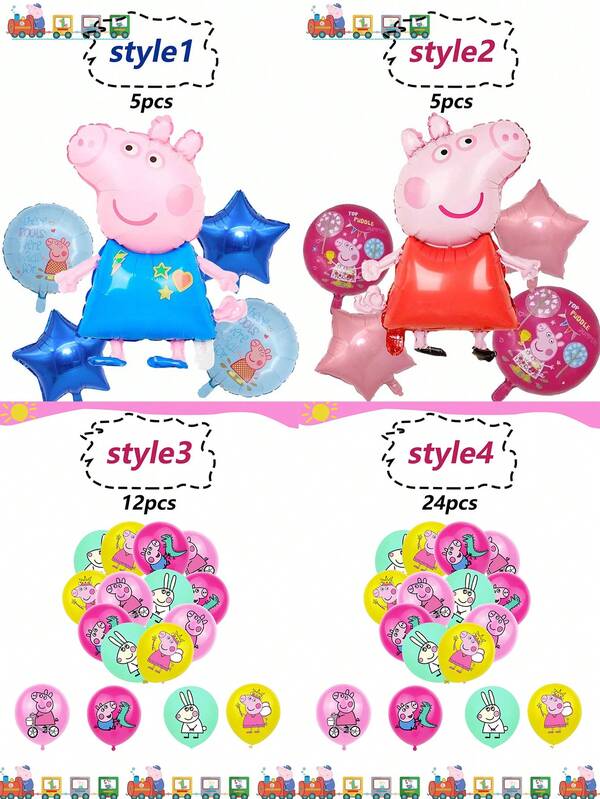 MASSDI Globos de látex con forma de cerdo de personaje de dibujos animados, suministros para fiesta de cumpleaños, decoración del hogar, fiesta de dibujos animados, fiesta escolar, globos de decoración de fiesta para mejorar la atmósfera