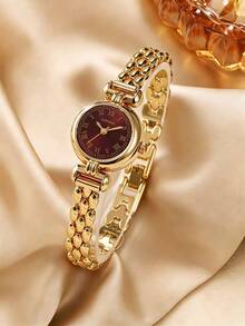 LIANDU Jam Tangan Wanita Gaya Prancis, Modis, Kreatif, Multifungsi, Ringkas, Jam Tangan Quartz Wanita yang Dipersonalisasi, Dengan Dial Minimalis Bulat dan Tali Paduan Logam. Cocok untuk Pemakaian Sehari-hari dan Sebagai Hadiah Liburan. - Merah - View 7