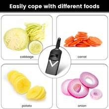 Handheld V-Shaped Mandoline Slicer, Portable Manual Cabbage Shredder And Slicer Tool, Sharp Stainless Steel Blade Vegetable Cutter, Can Process Cabbage, Carrots, Potatoes, Onions And Various Fruits And Vegetables; Ergonomic Non-Slip Handle Design With Hanging Hole For Easy Storage; Quick Vegetable Cutting Kitchen Prep Tool, Can Make Cabbage Shreds, Salads And Stir-Fry Ingredients - Multicolor - View 13