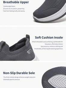 Desai Men's Slip-On Sneakers, Fabric Upper Round Toe Walking Shoes With PU Sole, Casual Shoes For Daily Wear And Travel Shoes For Men Shoes Men - Grey - View 9