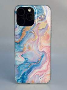 Casing Ponsel Motif Salib Marmer dengan Slogan Fashion Anti Guncangan, 1 buah Pelindung Anti Guncangan, Kompatibel dengan iPhone 16 Pro Max/15/14 Plus/13/12/11, Hadiah Paskah, Ulang Tahun Musim Semi, Desain Pola Marmer - MultiWarna - View 5