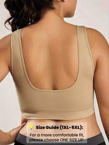 1pc Seamless Wirefree Lifting Shaping Adjustable Side Gathered Yoga Cups Sleep Sports Bra For Plus Size Women, And Supportive Spring Fall - Apricot - View 3