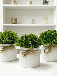 1/3pcs Mini Artificial Potted Plants, Realistic Faux Greenery Lawn Potted Plants, Small Fake Plant Decor, Suitable For Home Desktop, Office, Wedding Party Indoor Decoration - Multicolor - View 3