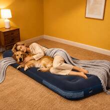 1pc Inflatable Mattress - PVC Camping Air Bed, Single/Double Flocked Air Mattress, Quick Inflation And Deflation, Foldable Portable Air Mattress, Suitable For Home Guest Stay, Temporary Bed, Camping, Travel, Comfortable Air Mattress - Multicolor - View 8