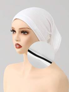 1 pieza Gorro de unicolor antideslizante para mujer, gorro base cómodo y amigable con la piel, gorro interior transpirable para uso prolongado, gorro interior para hijab musulmán, adecuado para uso diario - Blanco A - Ver 5