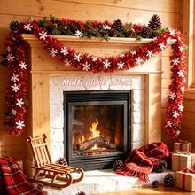 3/2/1pc Christmas Decorations: White Snowflake, Red Pleated Stripe, Decorative Christmas Ribbon, Madder Red Hanging Ornament, Home Decor, Party Decoration - Conventional - View 11
