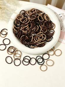 50/100pcs 2CM Elastic Hair Bands, Girls Rubber Bands, Cute Small Hair Ties With Decorative Rings, No-Damage Hair Accessories, Candy Color Hair Ropes And Hair Rings For Girls, Suitable For Shopping And Dressing Up - Multicolor - View 1