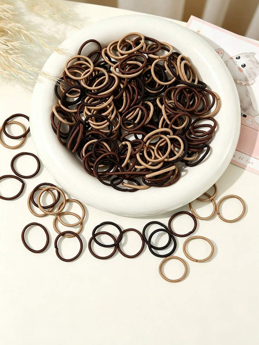 50/100pcs 2CM Elastic Hair Bands, Girls Rubber Bands, Cute Small Hair Ties With Decorative Rings, No-Damage Hair Accessories, Candy Color Hair Ropes And Hair Rings For Girls, Suitable For Shopping And Dressing Up - Multicolor - View 1