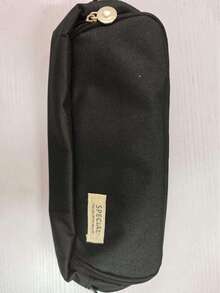 Large Capacity Zipper Pencil Case, Portable Multi-Compartment Pencil Bag, Durable Stationery Storage - 1pc Black - View 10