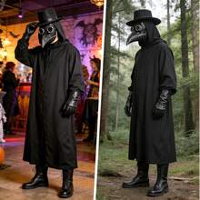 Black Plague Doctor Bird Beak Mask, Steampunk Halloween Cosplay Costume Accessory - View 4