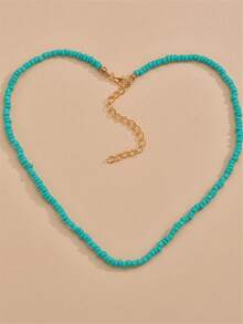 1pc Bohemian Colorful Seed Bead Necklace (Color Difference) - Green - View 5