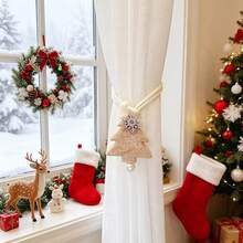 Christmas Tree Snowflake Pattern Curtain Tiebacks 2pcs Set Convenient Storage Curtain Tie Ropes, Universal Fixed Tie Straps For Sheer And Fabric Curtains, Christmas Holiday Home Window Atmosphere Decoration, Holiday Gift Decor Accessories - C-multicolor - View 12