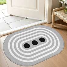 1pc Oval Flannel Doormat, Soft Comfortable Absorbent Non-Slip, Machine Washable With Non-Slip Backing, Suitable For Entrance, Living Room, Bedroom, Kitchen, Bathroom, Laundry Room, Patio, Entryway, Multi-Functional Floor Mat For Holiday Decoration - Multicolor - View 2