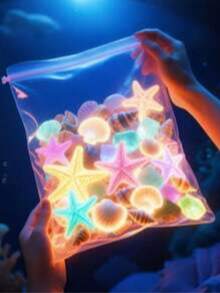 1 Set Glow-In-The-Dark Seashell And Starfish Decorations, Ocean Theme DIY Craft Supplies, Suitable For Home And Aquarium Decor, Beach Party Gifts - A - View 2