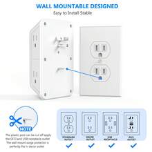 防湧浪插座擴展器 6 個 AC 插孔 4 個 USB 埠（含 2 個 USB-C）三面壁掛式電源接線板 多插孔分接器，適用居家、辦公室與旅行 - 白色 - 查看 4
