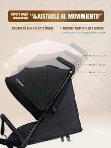 Lightweight Compact One-Way Stroller, Cabin-Approved Travel Stroller With Canopy And Storage Basket - Black - View 7