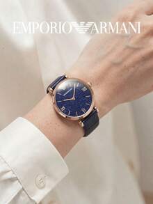Armani AR11424 Women Wrist Watch, Rose‑Gold Round Case Dreamy Glitter Starry Sky Blue Dial, Stylish Statement Accessory For Ladies Date & Party Look - Blue - View 5