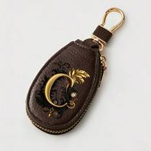 Litchi Pattern Key Bag -Black Gold Letters A-Z Car Key Protection Cover,PU Key Storage Clip,Zipper Bag,Car Key Storage Device,Car Keychain,Unisex Gift - Multicolor - View 31