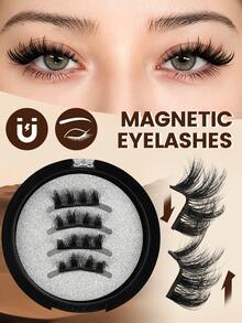 MAANGE 1對磁吸假睫毛 13-18mm 濃密自然貓眼款 便攜可重複使用 強力磁吸 無需膠水或卸妝液 自然加長捲翹放大眼部效果 旅行必備 女性禮物 條狀假睫毛 - 濃密款 - 查看 3