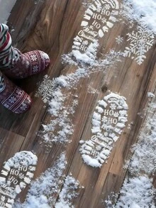 Reusable Santa Claus Footprint Stencil, Large Christmas Boot Shaped PET Material Template, Suitable For DIY Crafts, Holiday Decoration, Christmas Floor, Window, Stair Decoration, Lawn Painting Or Handmade, Christmas Winter Wonderland Home Party Decoration - A - View 1