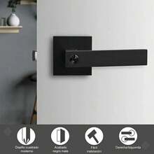 Vmingo Cerradura Manija Cuadrada Sin Llave Pasador Ajustable Negro - Negro SIN Llaves - Ver 5