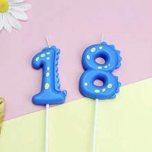 HIBIRTH 1pc Creative Blue Dinosaur Number Birthday Candle Cake Decoration Cute Dinosaur Shaped Birthday Indoor Cake Candle Baking Party Plug-In - View 7