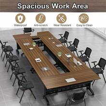 Mesa de conferencias plegable móvil con ruedas silenciosas, mesa de entrenamiento de madera grande de 47 pulgadas para oficina, aula y seminario, diseño modular para uso versátil - A-120cm/47.2cm - Ver 4