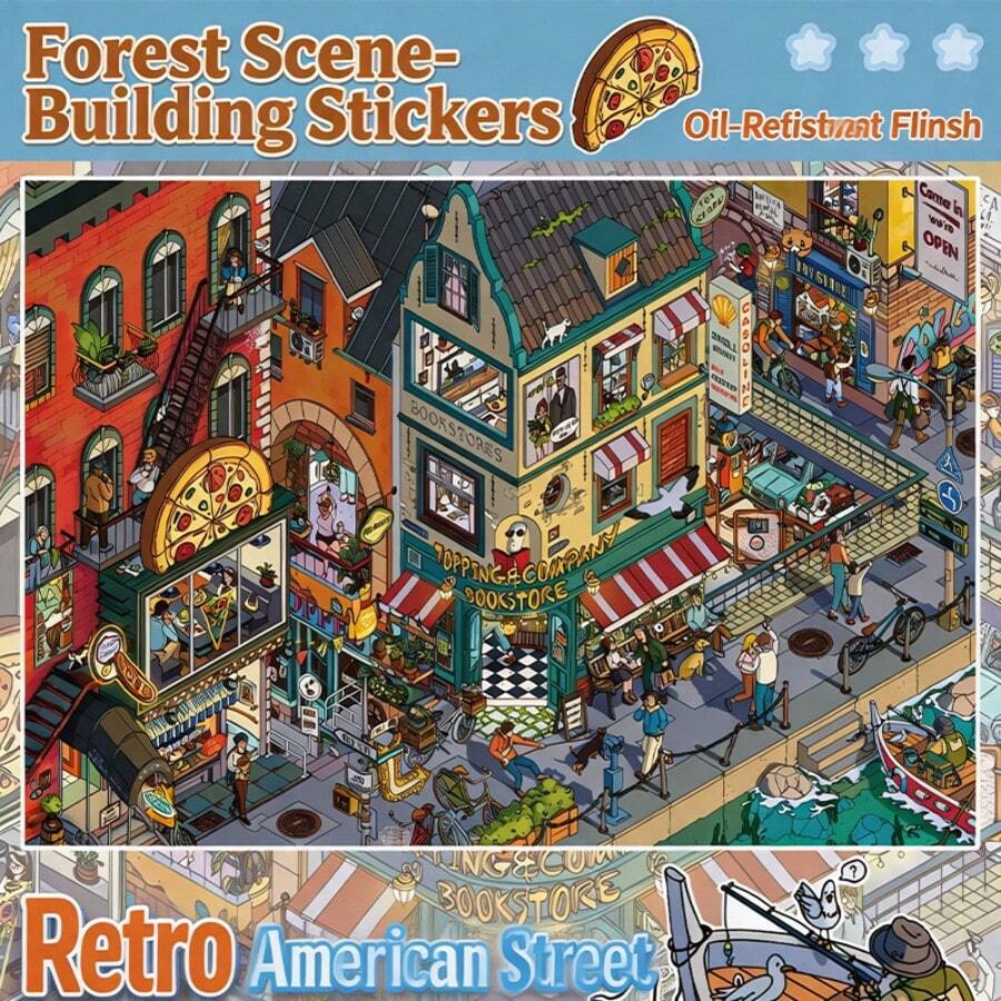 A Set Of DIY Scene‑Building Stickers,DIY Handcraft Stress‑Relief Scene Stickers,Leisure Time Puzzle Materials For Students To Relax - 41.0 American Vintage Street - View 1