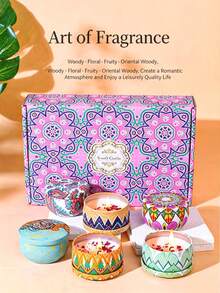 20/12/8/4/2/1pcs Vintage Pattern Smokeless Long-Lasting Scented Candles, Comes With Colorful Gift Box, Rich Fragrance, Suitable For Home And Hotel Room Decoration, Perfect Choice To Decorate Your Home And Bedroom. Also Great For New Semester, Halloween And Christmas Gifts - Multiple Styles - View 3