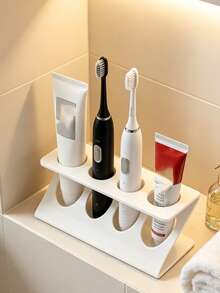 Bathroom Toothbrush Holder, Multi-Functional Drainage Rack Organizer, Bathroom And Kitchen Desktop Organizer, Tabletop Toothbrush Cup Razor Toothpaste Storage Rack, Bathroom Sink Storage, Toothbrush Holder With Slots, Bathroom Vanity Storage Rack, Can Hold Electric Toothbrush, Toothpaste And Razor, Suitable For Home Use, Storage And Organization - Multicolor - View 6