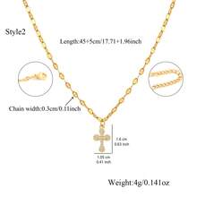 1pc New Classic Cross Pendant Golden Stainless Steel Lip Chain Necklaces For Women - Yellow Gold - View 4