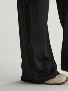 1pc Women's Solid Color Loose Yoga Wide Leg Pants, Comfortable Slim Fit Versatile, Suitable For Running, Fitness And Yoga - Black - View 6