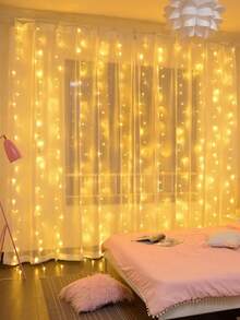 1 Pack LED Curtain Lights, USB Powered Hanging Window Lights With Remote Control, Connecting Fairy Lights, For Bedroom Decor, Outdoor Decoration, Indoor Decor, Party Supplies, Party Decorations, Holiday Hanging (Batteries Not Included), - USB Curtain Lights - View 3