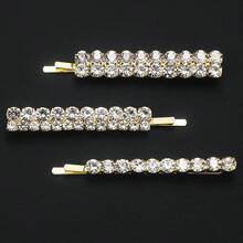 3pcs Rhinestone Shiny Straight Hair Clips Set, Versatile Bangs Clips, Loose Hair Clips, Party, Commute, Daily Hair Accessories - Multicolor - View 5