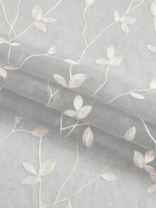 1pc/2pcs Premium Boho Style Embroidered Sheer Curtains For Living Room & Bedroom, Minimalist Line Art Voile Drapes, Fade Resistant Soft Light Blocking Breathable Home Decor, Easy To Install And Maintain - Grey - View 6