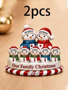 Custom Christmas Snowman Ornament, Personalized 1-9 Names Family Decor, Customized Xmas Keepsake Gift, Customizable Tree Hanging Ornament For Family Christmas Party Decorations - Style F - View 19