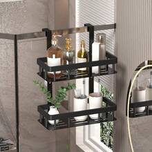 Bathroom Door Hanging Storage Basket, Bathroom Storage Rack, Bathroom Hanging Rack, Double Layer Bathroom Storage Shelf, Bathroom Storage Basket, Bathroom Accessories, Bathroom Storage & Organization, Summer Bathroom Decor - Multicolor - View 1