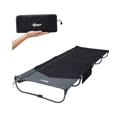 20-Second Setup Camping Cot, Ultra-Light 7.1 Lbs Integrated Travel Foldable Camp Bed With Zipper Tensioning, Tent Friendly Sleeping Cot With Side Pocket, Supports 225 Lbs