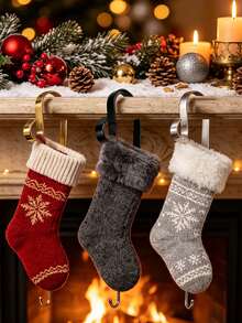 6pcs Christmas Fireplace Hooks – Drill-Free Stocking Hangers; Ideal For Christmas Home Decor, Hanging Ornaments, Party Decorations, DIY Projects, And Creating A Festive Atmosphere. - Multicolor - View 4