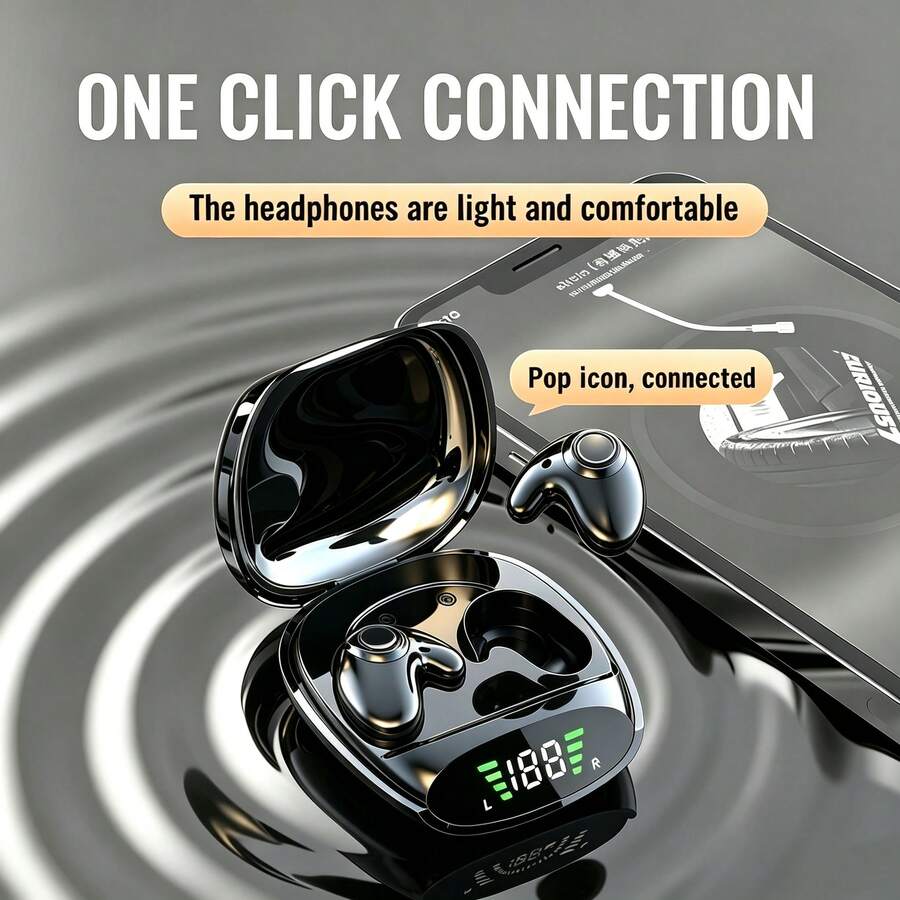 LED Display & Touch Control Wireless Sports Earphones, In-Ear Noise Cancelling Earbuds With Microphone, Rechargeable For Running And Gaming