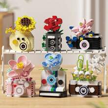 DIY Flower Camera Micro Particle Building Blocks Toy, Creative Desktop Decor Assembly Blocks, Holiday Gift For Adults And Children, Suitable For Kids 6 Years Old And Above - Flower Camera - View 7